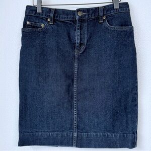 Ralph Lauren-LRL-Dark Wash Stretchy Denim Straight Skirt-Knee Length-Size 2 EUC